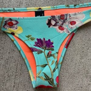 Triangl Swimwear Neoprene Aqua Teal Floral Bikini Bottom